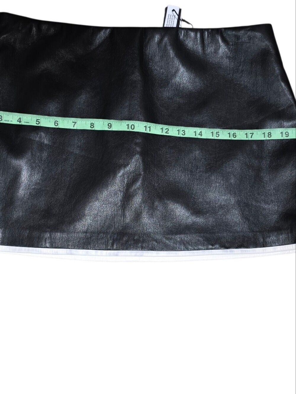 Alice + Olivia Rubi Vegan Leather Mini Skirt Black White Trim Size 10 NWT - Picture 6 of 10